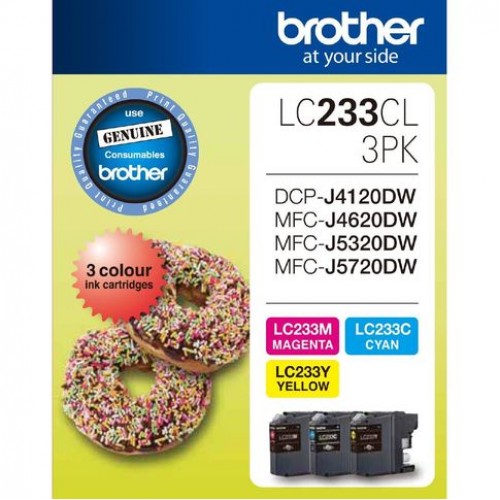 LC233CL3PK Brother Ink Cartridge - Colour Pack (Cyan, Magenta & Yellow)