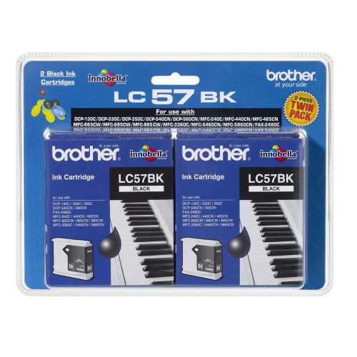 LC57BK Brother Black Ink Cartridge - Twin Pack 500 Pages Each