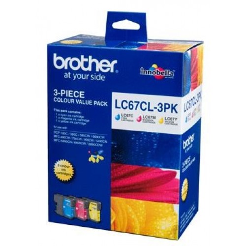 LC67CL3PK Brother Ink Cartridge - Colour Pack (Cyan, Magenta & Yellow)